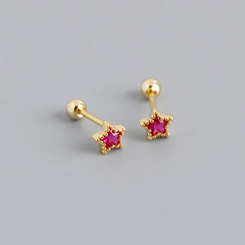 WANTME 925 Sterling Silver Fashion Korean Petal Screw Bead Stud Earrings for Women Charm Ear Bone Piercing Jewelry Accessories