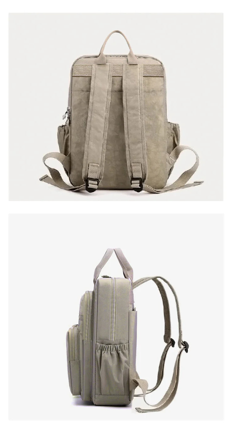 Fashion Woman Backpack Waterproof Nylon Soft Handle Solid Multi-pocket Travel Zipper Feminina School Bags Laptop Backpack