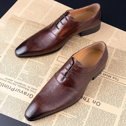 Luxury Men Oxford Shoes High Quality Classic Style Dress Leather Shoes Lace Up Pointed Toe Formal Business Wedding Shoes