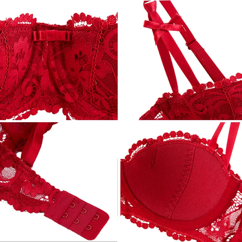 Bras For Women Plus Size Lingerie Red Thin Underwear Cotton Push Up