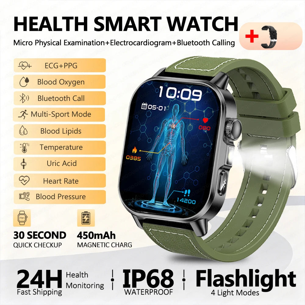 Body Composition analysis Monitoring Smart Watch Men ECG Heart Rate Blood pressure Uric Acid Health Tracker Smartwatches 2026New