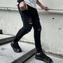 Men High street Hip hop Style Ripped Skinny Pencil Jeans Men Stylish Slim