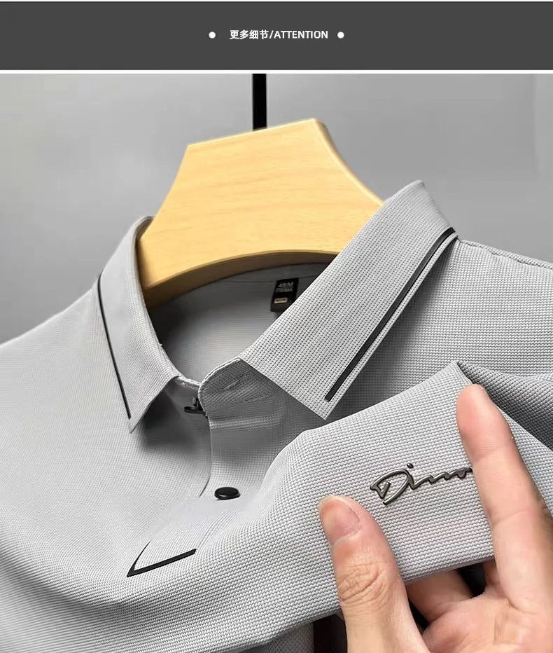 High end luxury brand fashion hot diamond short sleeve Advanced printed POLO shirt summer new Korean version men's lapel T-shirt