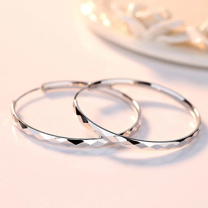 Senlissi - 925 Sterling Silver Hoop Earrings For Women 18K Gold Plated Jewelry Dazzling Women's Hoops Earrings Christmas Gifts