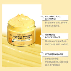 Vitamin C Turmeric Mud Mask Cleansing Shrinking Pores Moisturizer Brighten Deep Hydration Lightening Reduce Dullness Clay Mask