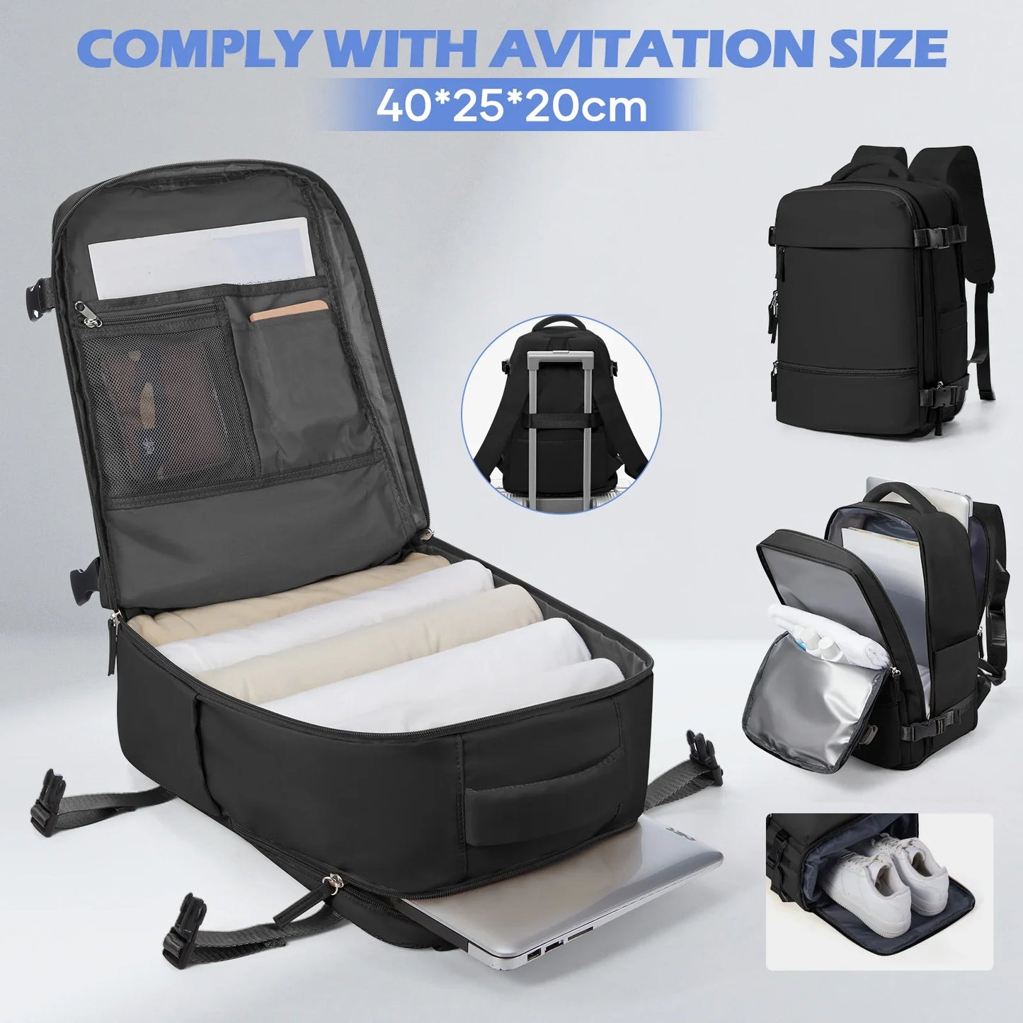 Backpack Travel Cabin Airplane 40x20x25, Backpack Cabin for Ryanair Travel Suitcases 40x30x20 Men Cabin Hand Luggage Anti-theft