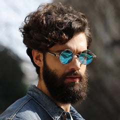 Classic Steampunk Sunglasses for Men and Women Retro Round Metal Frame Sunglasses