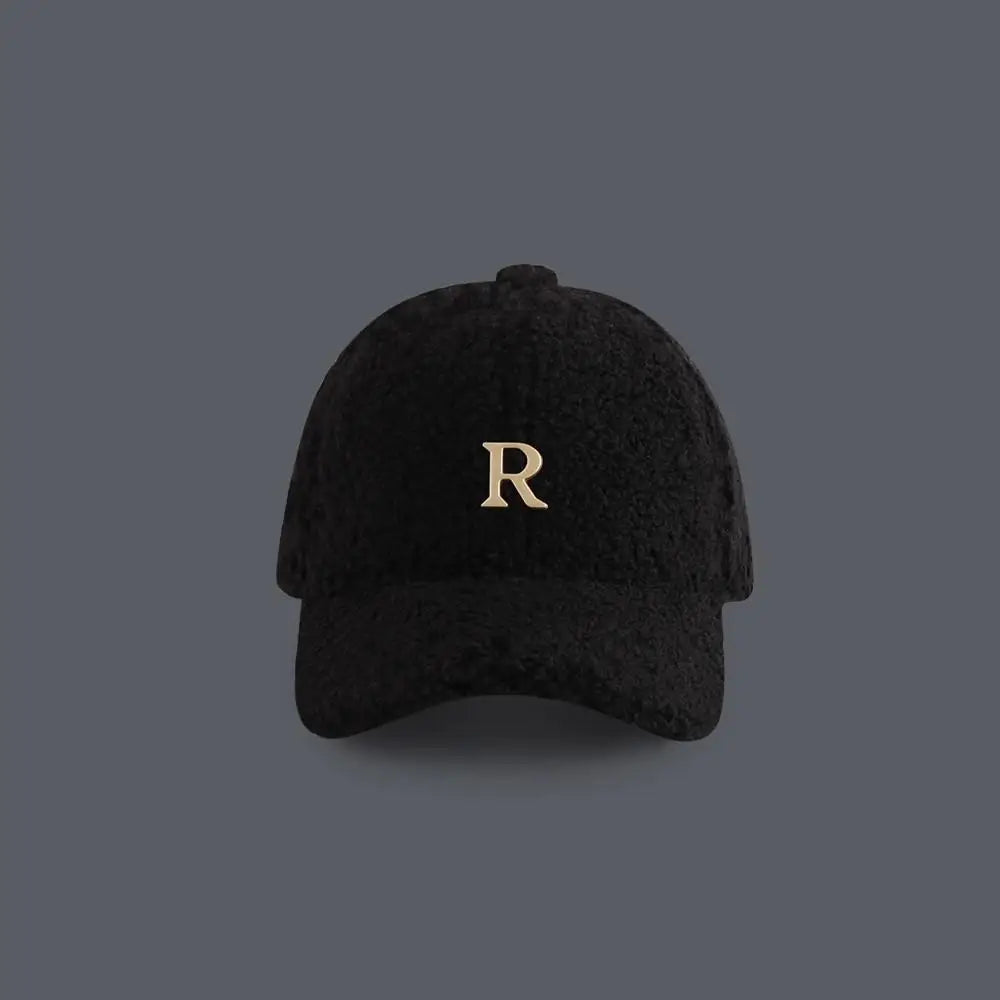 Baseball Cap Winter Hats For Women Men Unisex Letter Metal Logo Imitation Cashmere Keep Warm Simple Casual Winter Cap New Velvet