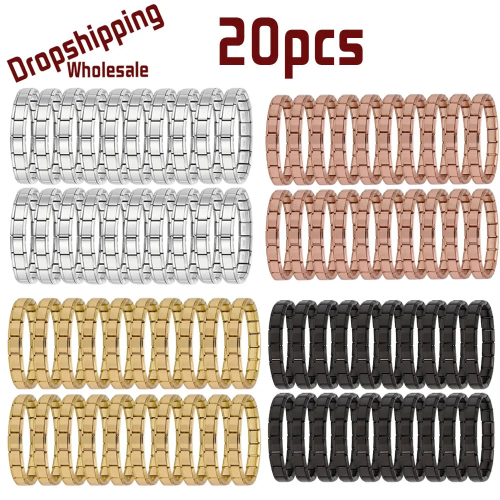 20pcs Wholesale charms italian Stainless Steel 9mm Colorful Style Elastic Bracelet for Woman Men DIY Making Gift Dropshipping