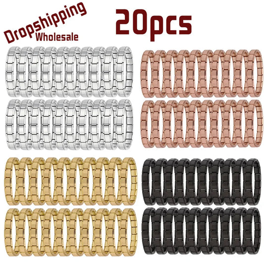 20pcs Wholesale charms italian Stainless Steel 9mm Colorful Style Elastic Bracelet for Woman Men DIY Making Gift Dropshipping