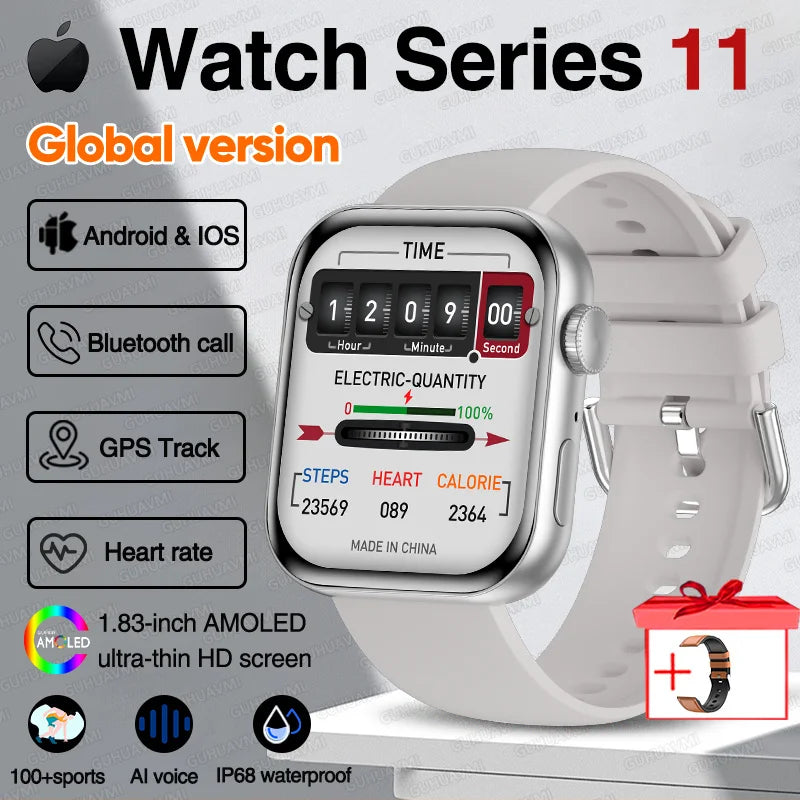 New Series 11 Watch Original Men Women Bracelet AMOLED Display Heart Rate Bluetooth Call GPS Track Waterproof Sports Smartwatch