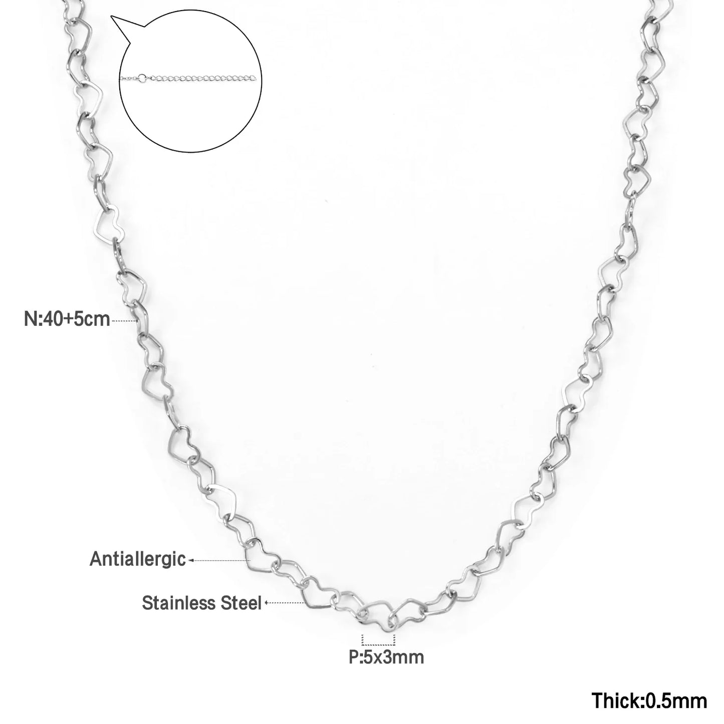 LUXUKISSKIDS Fashion Collier Simple Heart Girls Pendant Necklace Small Love Shape Stainless Steel Hearts Clavicle Choker Jewelry