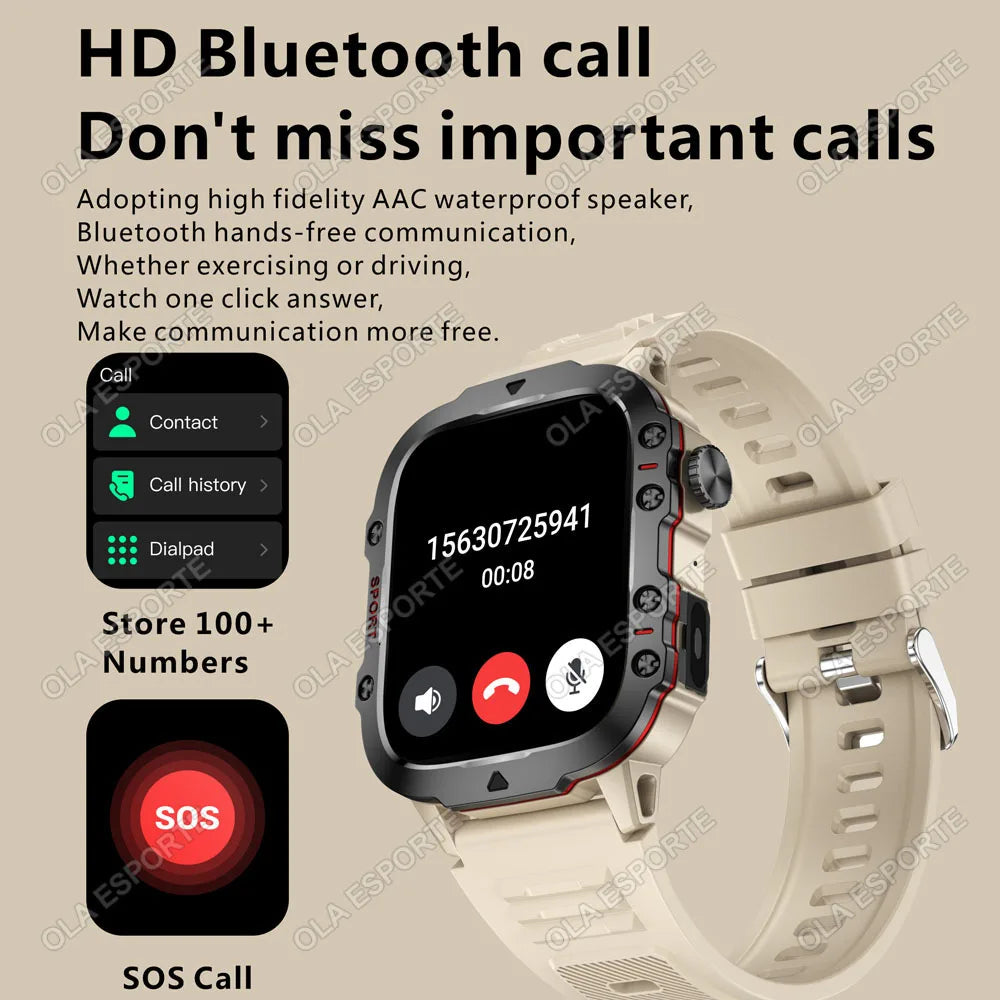 EGC+PPG GPS Sports Fitness Tracker Smartwatch Men 2.01Inch Touch Screen Health Monitoring Bluetooth Call Smart Watch For Android