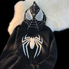 Streetwear Zip Up Hoodie Men Women Y2K Gothic Embroidery Hoodie