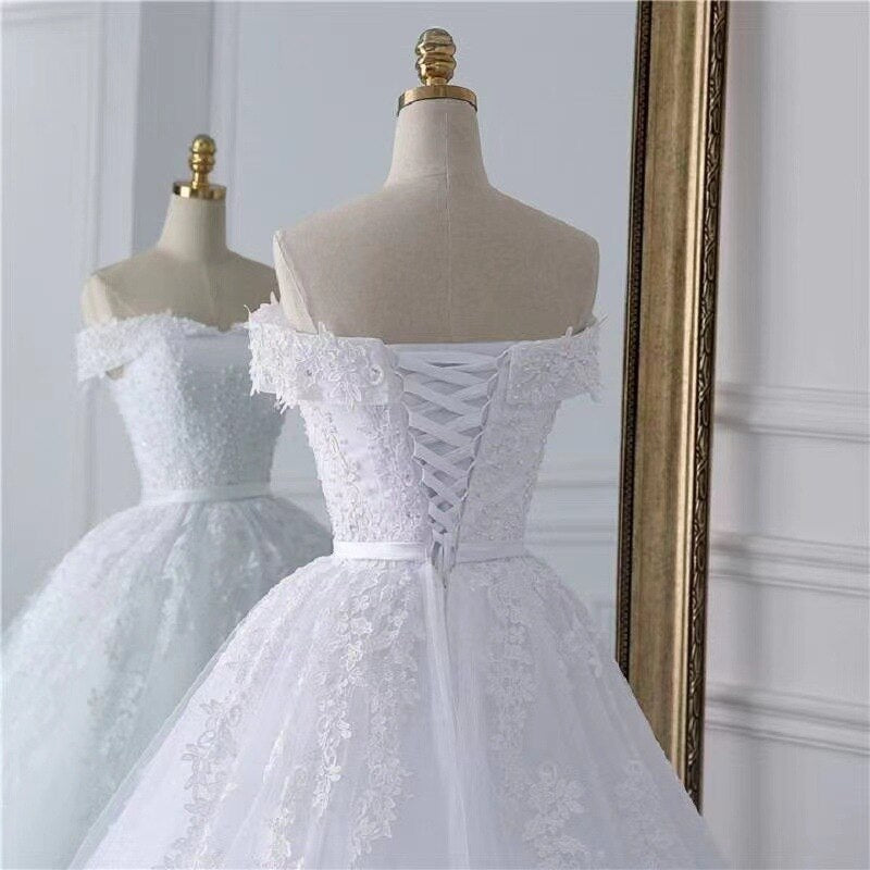 White Bridesmaid Dresses: White Ball Gown Bridal Dress mariage Vintage Muslim