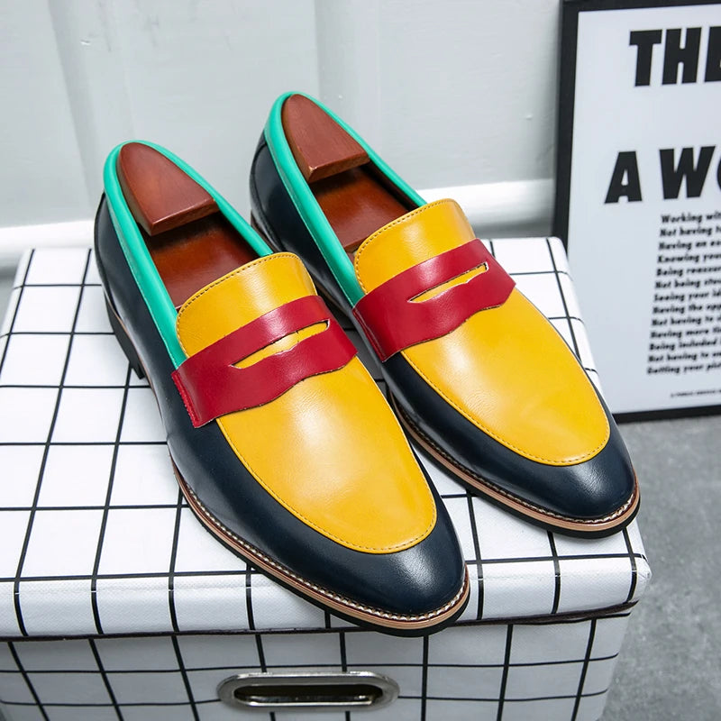 New Men Business Dress Shoes Slip on Men Leather Formal Moccasin Oxford Male Loafers Shoes for Men