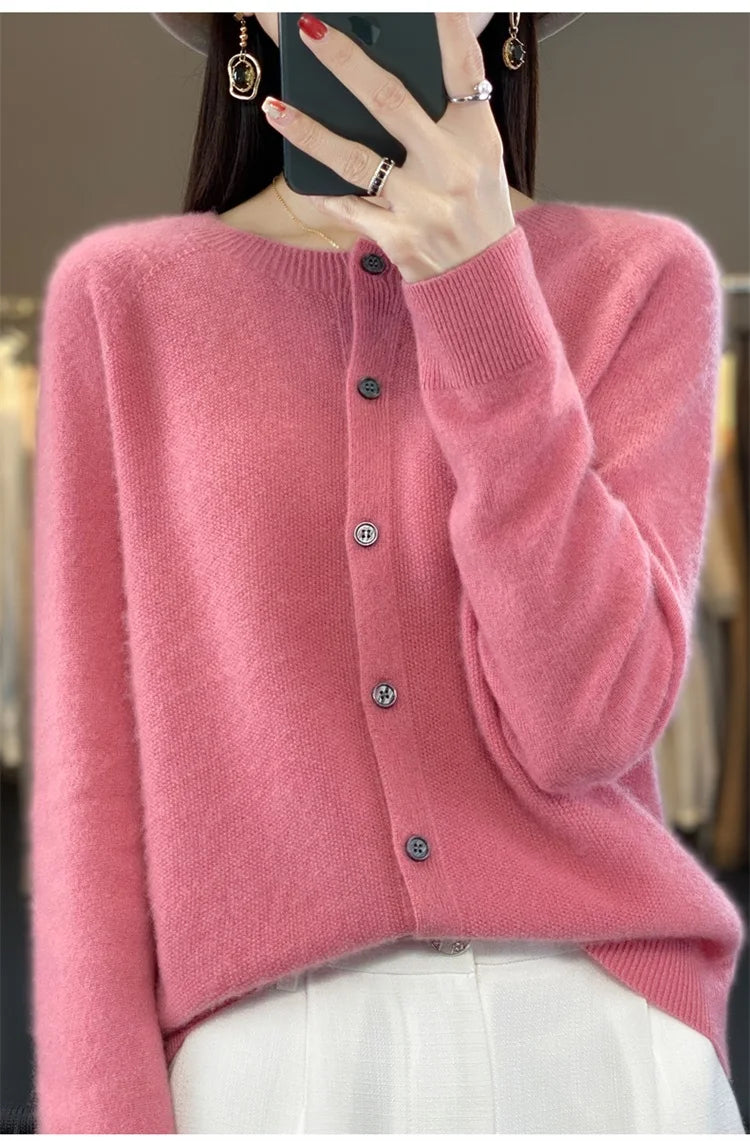 Spring and Autumn  New 100% pure merino cashmere sweater women's O-neck