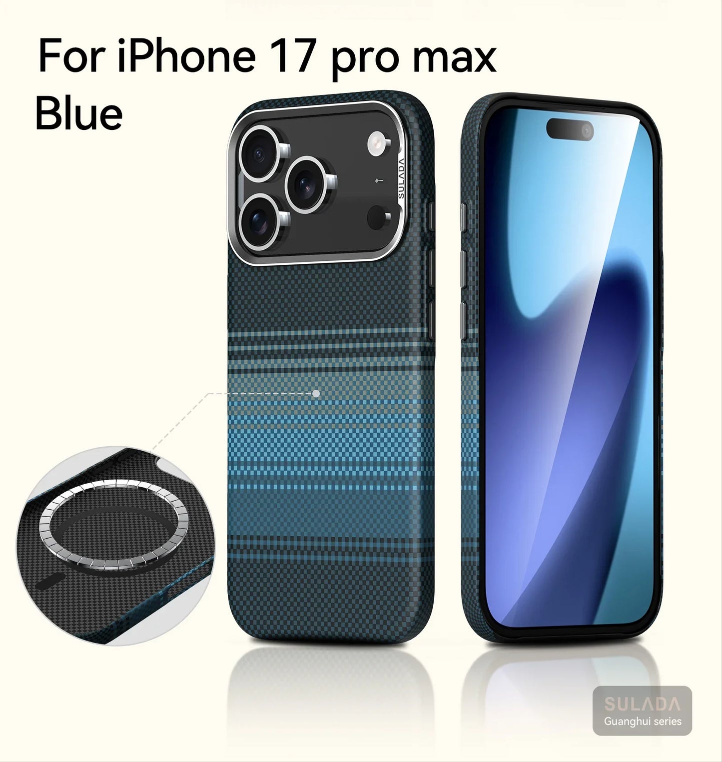 For Iphone 17 Pro Max / 17 Pro / 17 Magnetic Phone Case Carbon Fiber Pattern Magsafe Kevlar Pattern Shockproof Pc Hard Cover