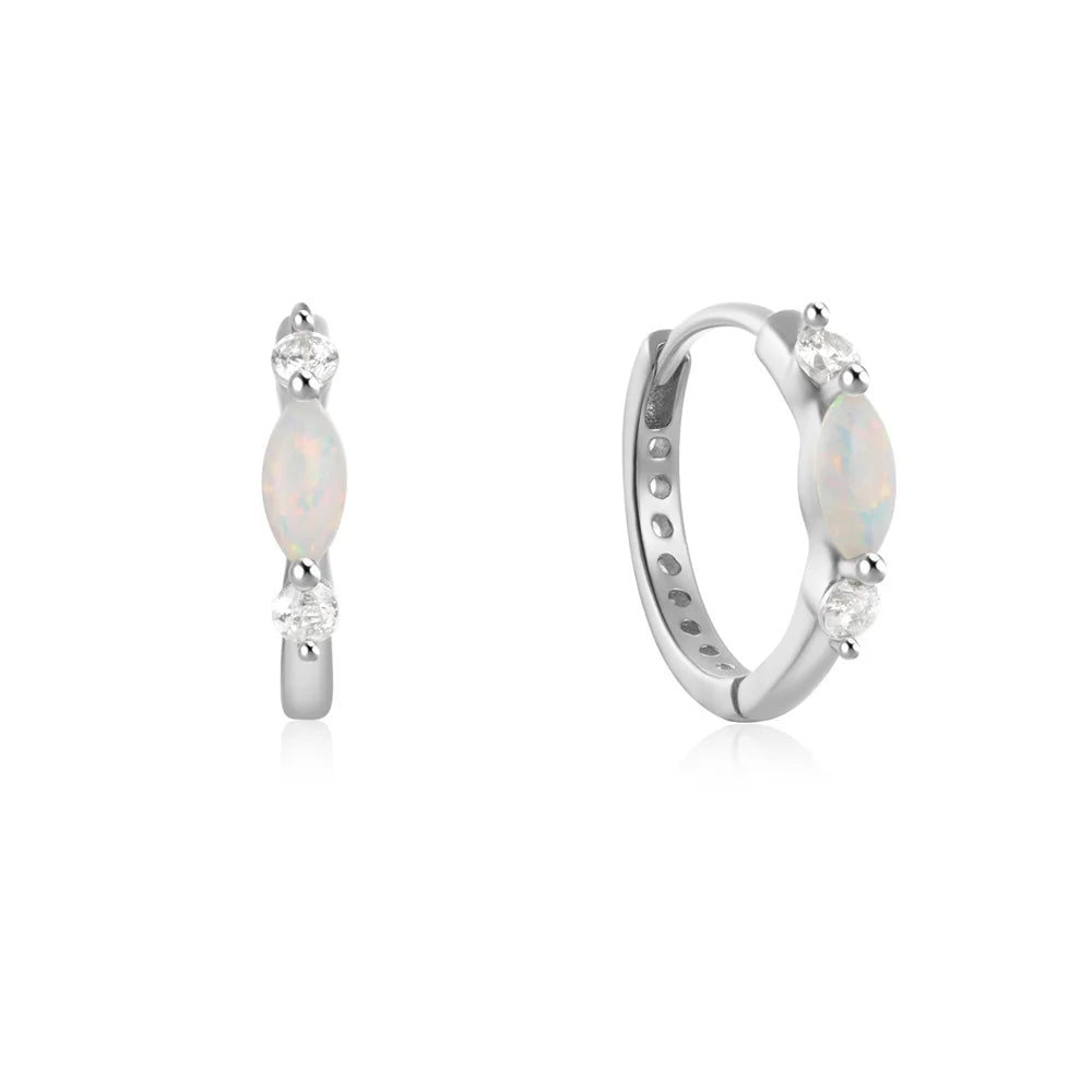 ROXI 925 Sterling Silver White Zircon Opal Earrings For Women Girl Wedding Engagement Jewelry Delicate Ear Buckle jewelry