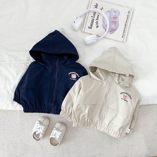 Spring And Autumn Baby Boys And Girls Coat Striped Hardshell Hoodie Korean Version Of Fashion Soft Thick Casual Clothes