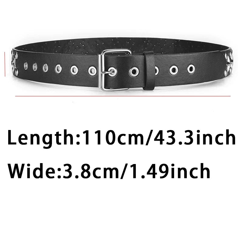 2023New Fashion Pentagram Riveted Women's Belt Punk Hip Hop Rock Jeans Men's Belt