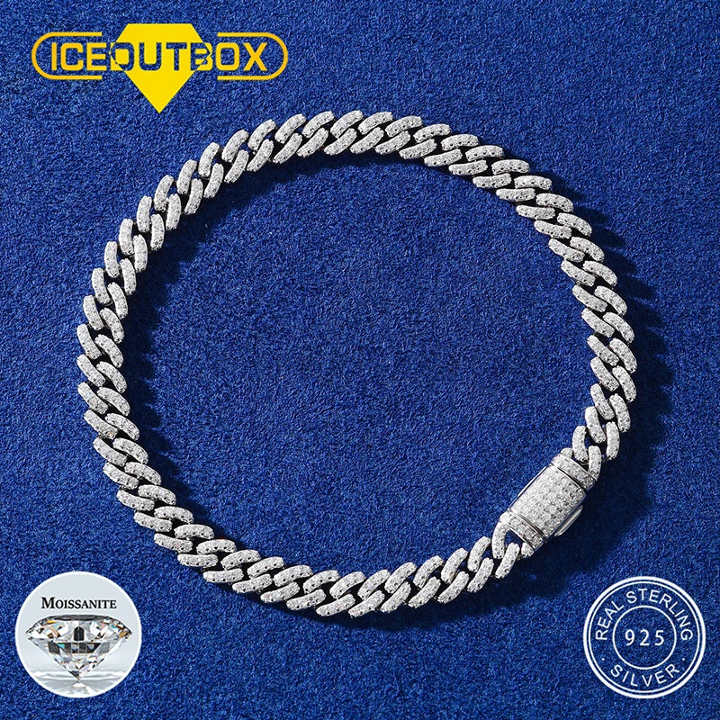 6mm Solid 925 Sterling Silver Miami Cuban Chain Bracelet For Women Men Iced Out Moissanite GRA Certified Hip Hop Jewelry Gifts
