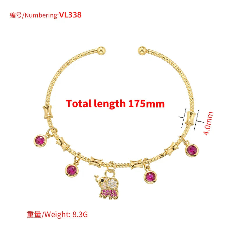 ZHUKOU candy charms bracelet for women Gold color romantic round charms bangles lady birthday gifts Man bracelet Jewelry VL338