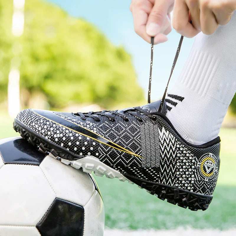 Professional Unisex Soccer Shoes Long Spikes TF Ankle Football Boots