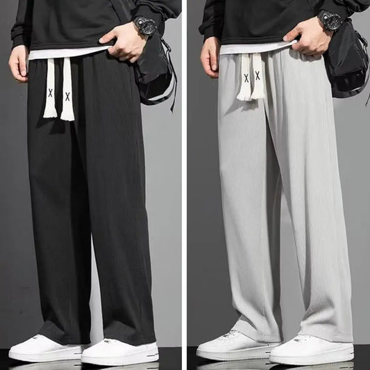 Casual Sports Long Pants Male Garment Men Casual Pants Solid Color Drawstring