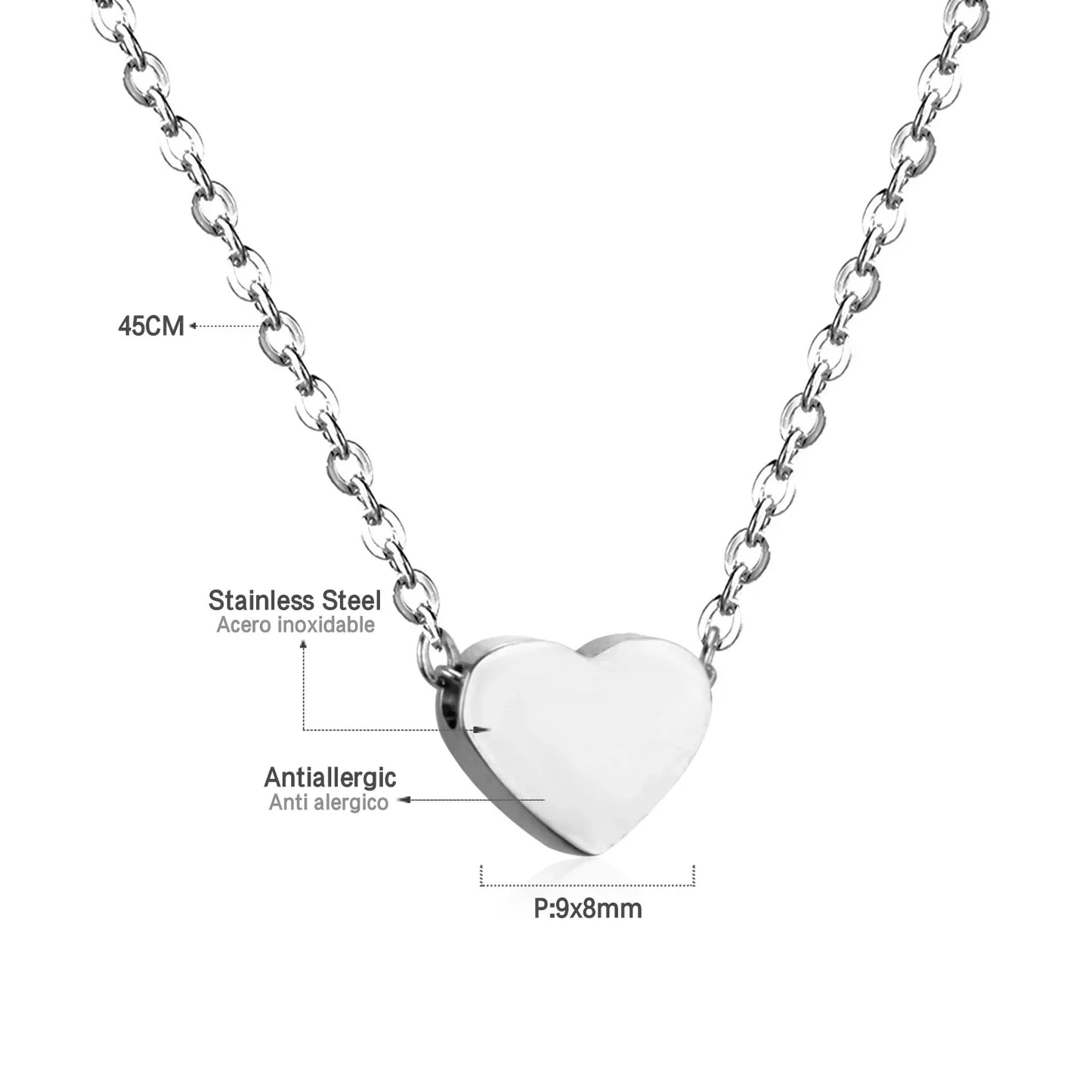 LUXUKISSKIDS Fashion Collier Simple Heart Girls Pendant Necklace Small Love Shape Stainless Steel Hearts Clavicle Choker Jewelry