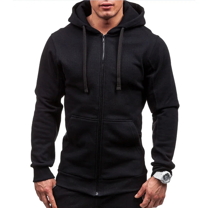 Men's Hoodies Sweatshirts Zipper Hoodie Men Sweatshirt Solid