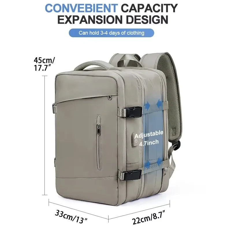 HOMEFISH Travel Backpack for Women Expandable Weekender Hiking Laptop Backpack with USB Port Large Waterproof 40L Men's Backpack
