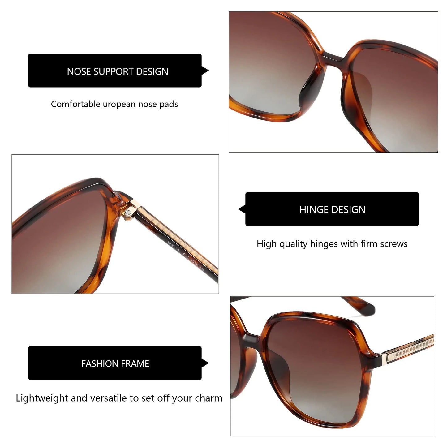 Oversized Polarized Sunglasses for Women Big Square Frame UV400 Sun Glasses Luxury Brand Design Dirving Shades Ladies