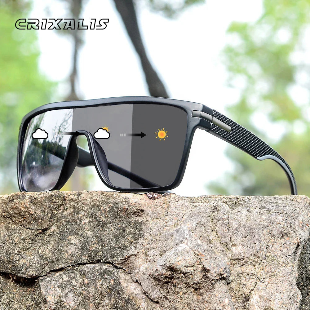 CRIXLAIS Fashion Photochromic Polarized Sunglasses Men Women Oversized Sun Glasses Male Night Vision Driving Goggles UV400