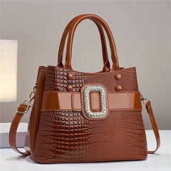 Diamond Handbags For Women Patent Leather Crocodile Stone Pattern