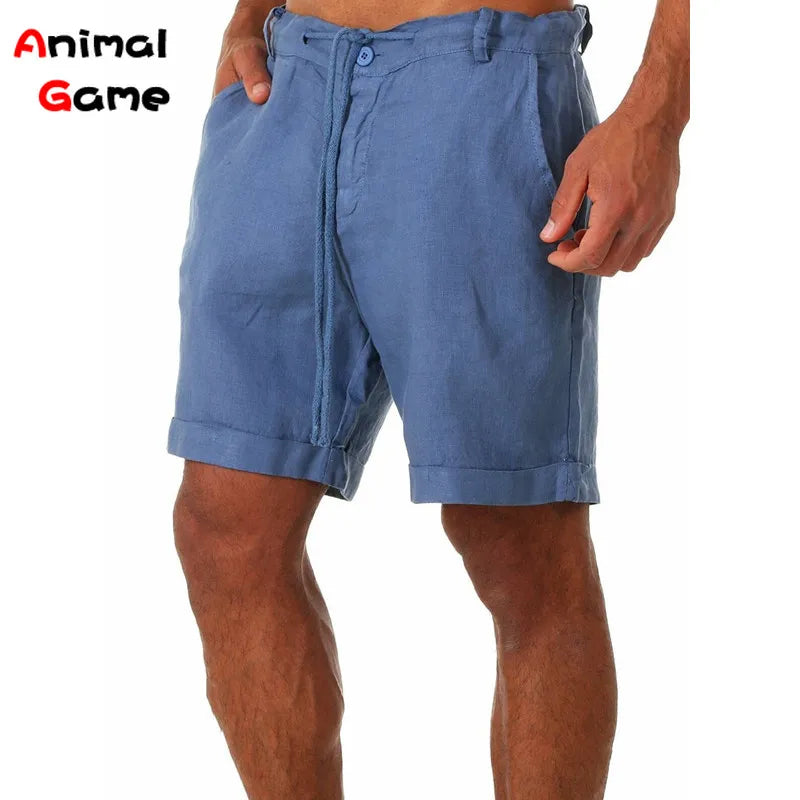Summer Fashion Mens Linen Shorts Men Cotton Beach Short  New Wild Leisure Loose Solid Cargo Shorts for Men Sweatshorts