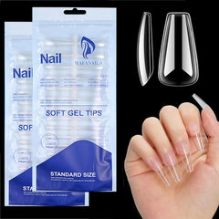 120pcs/Bag Press on Nails Coffin Nail Tips clear Full Cover Fake Nail Artificial Half-matte Press on Long Ballerina False Tips