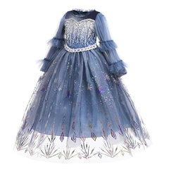 2 4 6 8 10 Yrs Girls Princess Elsa Ball Gown Disney Frozen Snow Queen Party Dress