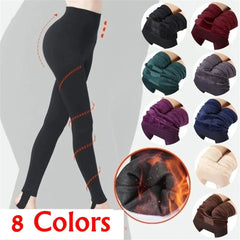 Women Winter Thermal Warm Thick Pantyhose Fluff Lined Stretch Slim Leggings Pants