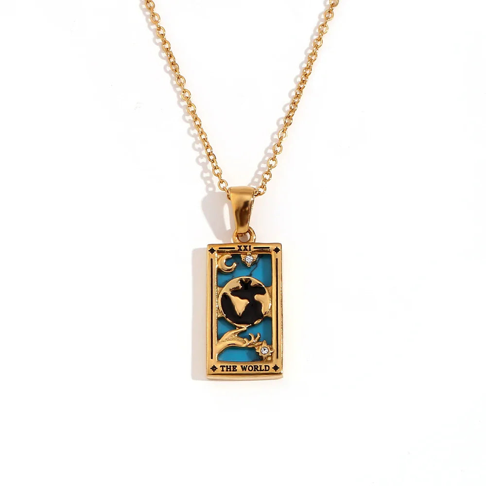 E.B.belle Original New Tarot Queen Lover Magician Moon Necklace Tarnish Free Stainless Steel Jewelry 18K Gold Plated Decoration