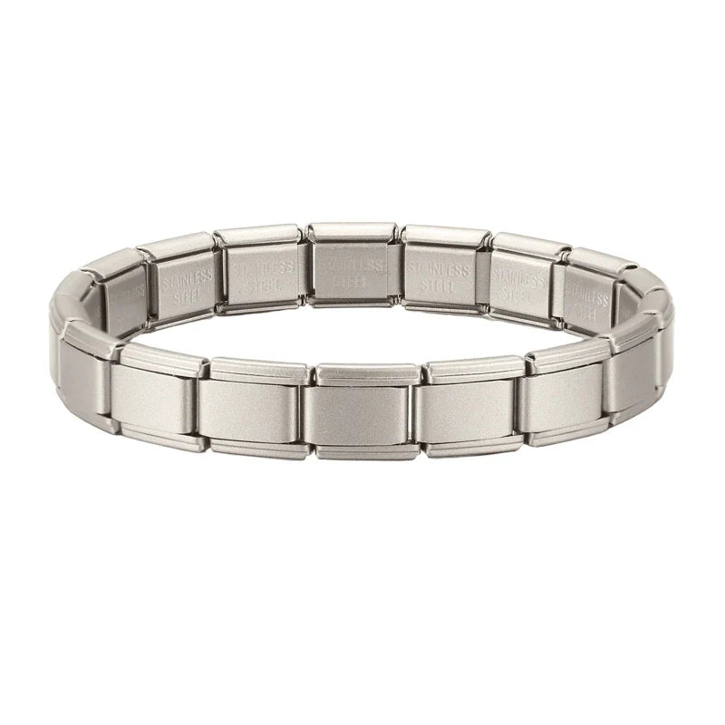 New Women's Men's Jewelry DIY 9MM Width Italian Elastic Charm Bracelet Solid Color Stainless Steel Fashion Bangle