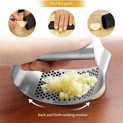 Multi-function Manual Garlic Press Curved Garlic Grinding Slicer Chopper Stainless Steel