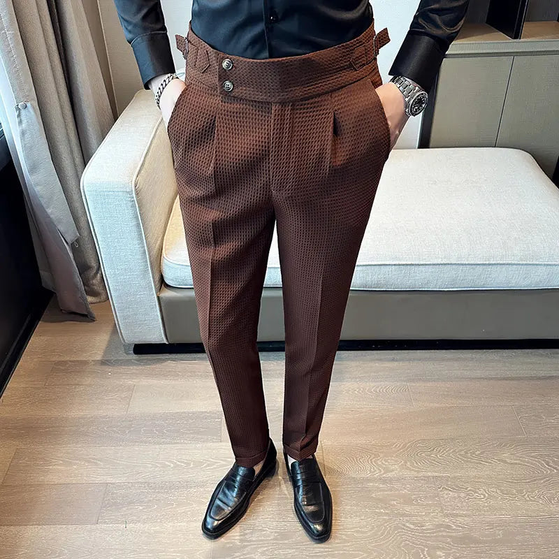 Suit Pants for Men Solid Color Formal Pantalones Hombre Casual Slim Fit Dress Pants