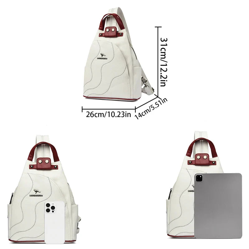 Women Leather Backpacks Zipper Female Chest Bag Travel Back Pack Ladies Bagpack Mochilas School Bags for Teenage Girls Sac A Dos