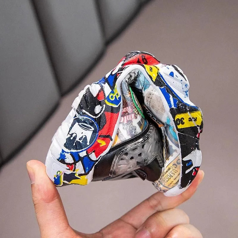 Children Sports Sneakers for Girls Kid Cartoon Graffiti Pattern Casual Shoes Boys