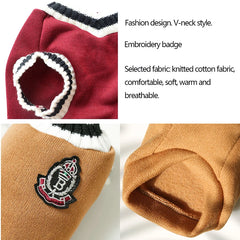 College Style Pet Dog Sweater Winter Warm Dog Clothes for Small Medium Dogs