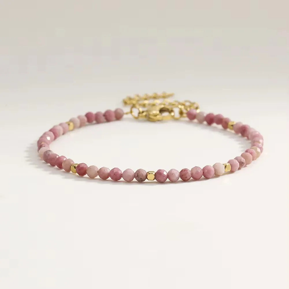 3mm Faceted African Turquoise Nature Stone Beaded Bracelet For Women With 18k gold plated Stainless Steel Square Beads Jewelry