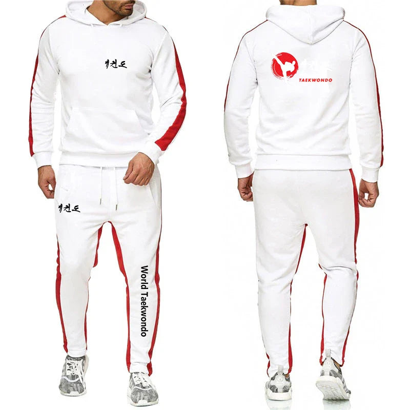 2025 WTF World Taekwondo Federation Men's New Solid Color Sweatshirt Set Casual Long-sleeved Hoodies +Sport Long Pants Suit