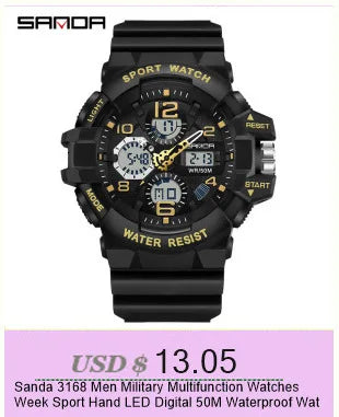 SANDA 6186 Simple Luxury Student Quartz Watch Clock Gift Outdoor Light Silicone Strap Wristwatch for Boy and Girl