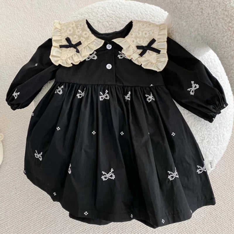 0-6Yrs Girls Princess Dress Baby Girl Clothes Clothes Butterfly Collar